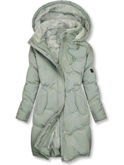 Inrosy mi-longue manteau doudoune à capuche intérieur fourrure poches manches longues femme casual mode décontracté hiver parka