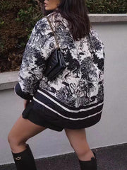 Inrosy court hiver veste imprimé à fleurie poches manches longues femme oversized décontracté manteau