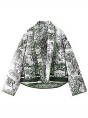 Inrosy court hiver veste imprimé à fleurie poches manches longues femme oversized décontracté manteau