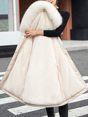 Inrosy mi-longue parka doublé polairer à capuche boutonnage poches fermeture éclai manches longues femme mode hiver veste