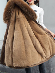 Inrosy mi-longue parka doublé polairer à capuche boutonnage poches fermeture éclai manches longues femme mode hiver veste