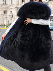 Inrosy mi-longue parka doublé polaire poches fermeture éclair à capuche manches longues femme mode hiver manteau