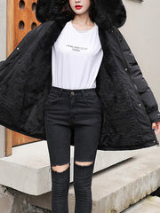 Inrosy mi-longue parka intérieur fourrure poches à capuche manches longues femme mode oversized hiver manteau