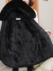 Inrosy mi-longue parka intérieur fourrure poches à capuche manches longues femme mode oversized hiver manteau