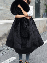 Inrosy longue parka à capuche intérieur fourrure poches fermeture éclair manches longues femme mode oversized décontracté hiver manteau