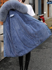 Inrosy mi-longue parka manteau intérieur fourrure poches à capuche manches longues femme casual ample décontracté hiver veste
