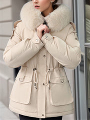 Inrosy parka femme exterieur sortie intérieur fourrure poches à capuche manches longues femme casual élégan décontracté veste