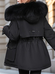 Inrosy parka femme exterieur sortie intérieur fourrure poches à capuche manches longues femme casual élégan décontracté veste