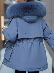 Inrosy parka femme exterieur sortie intérieur fourrure poches à capuche manches longues femme casual élégan décontracté veste