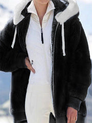 Inrosy manteau en polaire poches unicolore capuche mode femme ample veste