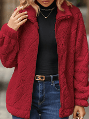 Inrosy manteau unicolore col montant poches fermeture éclair manches longues femme mode décontracté hiver veste