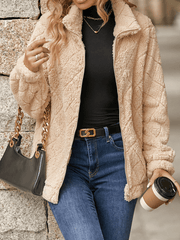 Inrosy manteau unicolore col montant poches fermeture éclair manches longues femme mode décontracté hiver veste