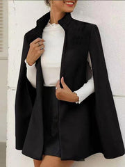 Inrosy manteau en laine col cheminée mode élégant ouvert cape femme