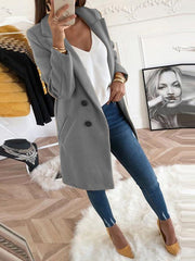 Inrosy mi-longue manteau en laine double boutonnage poches décontracté femme veste