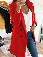 Inrosy mi-longue manteau en laine double boutonnage poches décontracté femme veste