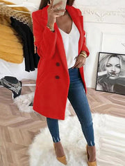 Inrosy mi-longue manteau en laine double boutonnage poches décontracté femme veste