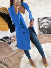 Inrosy mi-longue manteau en laine double boutonnage poches décontracté femme veste