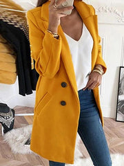 Inrosy mi-longue manteau en laine double boutonnage poches décontracté femme veste