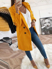 Inrosy mi-longue manteau en laine double boutonnage poches décontracté femme veste