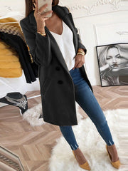 Inrosy mi-longue manteau en laine double boutonnage poches décontracté femme veste