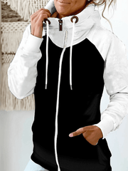 Inrosy sweatshirt poches fermeture éclair col montant manches longues femme casual mode décontracté