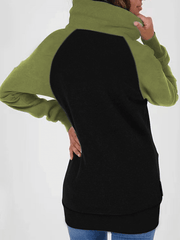 Inrosy sweatshirt poches fermeture éclair col montant manches longues femme casual mode décontracté