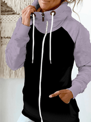 Inrosy sweatshirt poches fermeture éclair col montant manches longues femme casual mode décontracté