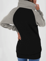 Inrosy sweatshirt poches fermeture éclair col montant manches longues femme casual mode décontracté