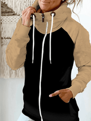 Inrosy sweatshirt poches fermeture éclair col montant manches longues femme casual mode décontracté