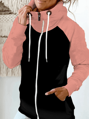 Inrosy sweatshirt poches fermeture éclair col montant manches longues femme casual mode décontracté