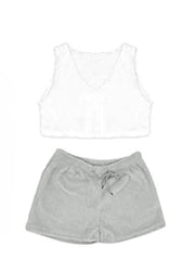Inrosy ensembles de pyjama courte en polaire 3 pièces femme d'intérieur