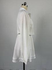 Inrosy ensemble pantalon larges jambes évasé hauts boutonnage poches manches bouffantes manches longues femme doux ample décontracté