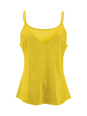 Inrosy débardeur bronzage brillante paillette dos nu à fines brides v-cou sans manches femme casual mode décontracté hauts