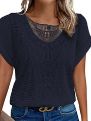 Inrosy t-shirt unicolore col rond manches courtes femme élégant décontracté mode