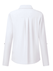 Inrosy blouse boutonnage poches col chemise manches retroussées manches longues femme élégant mode hauts