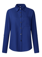 Inrosy blouse boutonnage poches col chemise manches retroussées manches longues femme élégant mode hauts