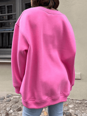 Inrosy sweatshirt unicolore polaire coton col rond manches longues femme casual mode oversized décontracté automne hiver