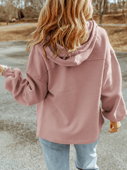 Inrosy sweatshirt unicolore poches à capuche manches longues fermeture éclair femme casual mode décontracté veste automne