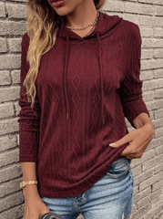 Inrosy pull à capuche torsadé tricoté couleur unie manches longues femme casual mode automne hiver huats