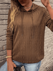 Inrosy pull à capuche torsadé tricoté couleur unie manches longues femme casual mode automne hiver huats