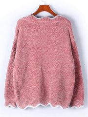 Inrosy pull unicolore v-cou manches longues femme casual mode décontracté hauts automne