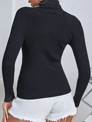 Inrosy pull unicolore col montant manches longues femme élégant mode décontracté