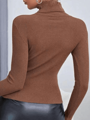 Inrosy pull unicolore col montant manches longues femme élégant mode décontracté