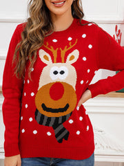 Inrosy pull père noël wapiti col rond manches longues femme humour mignon mode décontracté