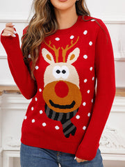 Inrosy pull père noël wapiti col rond manches longues femme humour mignon mode décontracté