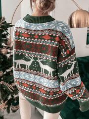 Inrosy pull noël wapiti motif col rond manches longues femme casual mode ample décontracté hauts