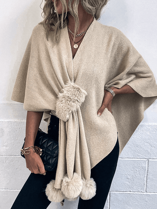 Inrosy cardigans poncho cape hiver irrégulière v-cou manches au coude femme élégant mode ample oversized décontracté