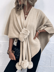 Inrosy cardigans poncho cape hiver irrégulière v-cou manches au coude femme élégant mode ample oversized décontracté