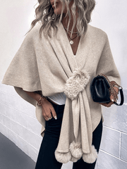 Inrosy cardigans poncho cape hiver irrégulière v-cou manches au coude femme élégant mode ample oversized décontracté