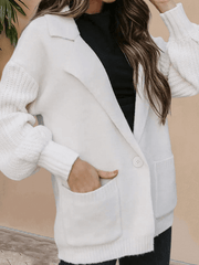 Inrosy cardigan en grosse maille boutons poches col revers manches longues femme casual oversized décontracté gilet automne